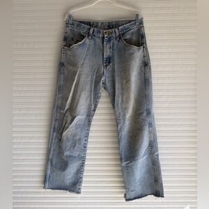 Wrangler Light Blue Straight Leg Distressed Jeans